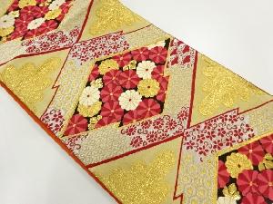 アンティーク　松皮菱に菊模様織出し袋帯（材料）
